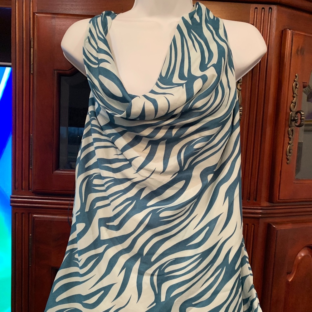 TEAL AND WHITE TOP